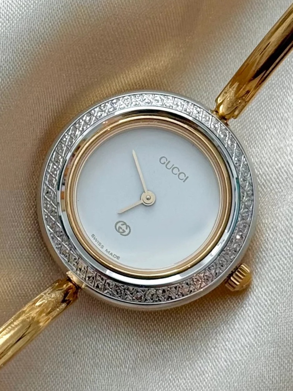AUTHENTIC GUCCI DIAMOND-CUT SILVER BEZEL ONLY | FITS 1100L / 1200L (11 / 12.2)